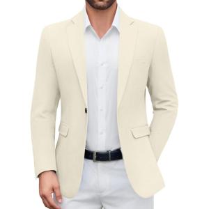 imageCOOFANDY Mens Casual Blazer One Button Sport Coat Lightweight Business Suit JacketBeige