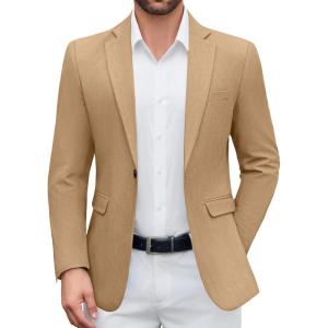 imageCOOFANDY Mens Casual Blazer One Button Sport Coat Lightweight Business Suit JacketBrown