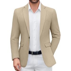 imageCOOFANDY Mens Casual Blazer One Button Sport Coat Lightweight Business Suit JacketKhaki