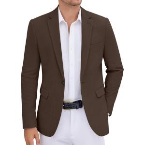 imageCOOFANDY Mens Casual Blazer One Button Sports Coat Tweed Herringbone Suit Jackets Formal Dress BlazersBrown