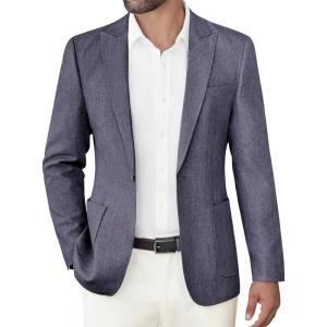 imageCOOFANDY Mens Casual Blazer Slim Fit Sports Coat One Button Business Retro Suit Jackets for Wedding PartyBlue