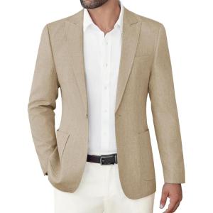 imageCOOFANDY Mens Casual Blazer Slim Fit Sports Coat One Button Business Retro Suit Jackets for Wedding PartyLight Khaki