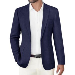 imageCOOFANDY Mens Casual Blazer Slim Fit Sports Coat One Button Business Retro Suit Jackets for Wedding PartyNavy Blue