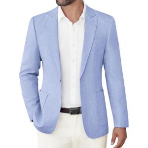 imageCOOFANDY Mens Casual Blazer Slim Fit Sports Coat One Button Business Retro Suit Jackets for Wedding PartySky Blue