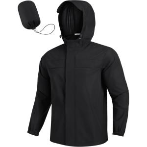 imageCOOFANDY Mens Rain Jacket Waterproof Lightweight Windbreaker Packable Hooded Raincoat for Hiking Cycling Golf ampamp TravelBlack
