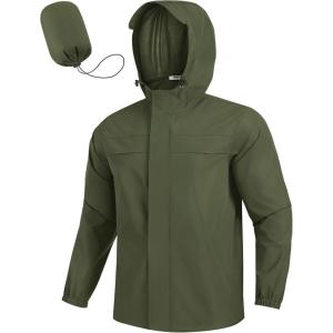 imageCOOFANDY Mens Rain Jacket Waterproof Lightweight Windbreaker Packable Hooded Raincoat for Hiking Cycling Golf ampamp TravelDark Green