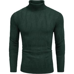 imageCOOFANDY Mens Slim Fit Turtleneck Sweater Long Sleeve Casual Knitted Pullover SweatersDark Green