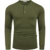 imageCOOFANDY Mens Long Sleeve Henley Shirts Cotton TShirts Casual Pullover Shirt Soft Stretch Basic Tees Fall TopsArmy Green