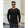 imageCOOFANDY Mens Long Sleeve Henley Shirts Cotton TShirts Casual Pullover Shirt Soft Stretch Basic Tees Fall TopsBlack 01  Grey Collar