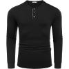 imageCOOFANDY Mens Long Sleeve Henley Shirts Cotton TShirts Casual Pullover Shirt Soft Stretch Basic Tees Fall TopsBlack 01  Grey Collar
