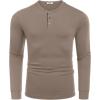 imageCOOFANDY Mens Long Sleeve Henley Shirts Cotton TShirts Casual Pullover Shirt Soft Stretch Basic Tees Fall TopsKhaki