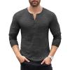 imageCOOFANDY Mens 2Pack Slim Fit Henley Shirts Long Sleeve Lightweight Fashion Casual Cotton Basic T ShirtsDark Gray