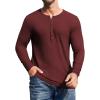 imageCOOFANDY Mens 2Pack Slim Fit Henley Shirts Long Sleeve Lightweight Fashion Casual Cotton Basic T ShirtsWine Red