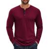 imageCOOFANDY Mens Long Sleeve Henley Shirts Cotton TShirts Casual Pullover Shirt Soft Stretch Basic Tees Fall TopsDark Red