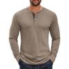 imageCOOFANDY Mens Long Sleeve Henley Shirts Cotton TShirts Casual Pullover Shirt Soft Stretch Basic Tees Fall TopsKhaki