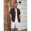 imageCOOFANDY Mens Casual Button Down Shirts Short Sleeve Regular Fit Fashion Camp Beach Shirts TopsBlack