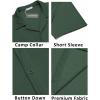 imageCOOFANDY Mens Casual Button Down Shirts Short Sleeve Regular Fit Fashion Camp Beach Shirts TopsDark Green
