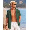 imageCOOFANDY Mens Casual Button Down Shirts Short Sleeve Regular Fit Fashion Camp Beach Shirts TopsDark Green