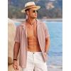 imageCOOFANDY Mens Casual Button Down Shirts Short Sleeve Regular Fit Fashion Camp Beach Shirts TopsLight Pink