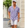imageCOOFANDY Mens Casual Button Down Shirts Short Sleeve Regular Fit Fashion Camp Beach Shirts TopsLight Purple