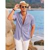 imageCOOFANDY Mens Casual Button Down Shirts Short Sleeve Regular Fit Fashion Camp Beach Shirts TopsLight Purple