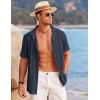 imageCOOFANDY Mens Casual Button Down Shirts Short Sleeve Regular Fit Fashion Camp Beach Shirts TopsNavy Blue