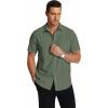 imageCOOFANDY Mens Short Sleeve Dress Shirts Wrinkle Free Regular Fit Dress Shirt Textured Casual Button Down ShirtsArmy Green
