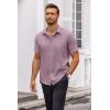 imageCOOFANDY Mens Short Sleeve Dress Shirts Wrinkle Free Regular Fit Dress Shirt Textured Casual Button Down ShirtsFuchsia