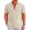 imageCOOFANDY Mens Casual Button Down Shirts Short Sleeve Regular Fit Fashion Camp Beach Shirts TopsBeige