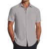 imageCOOFANDY Mens Short Sleeve Dress Shirts Wrinkle Free Regular Fit Dress Shirt Textured Casual Button Down ShirtsLight Grey