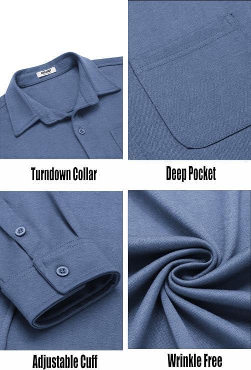 imageCOOFANDY Mens Long Sleeve Wrinkle Free Shirts Casual Button Down Stretch Dress Shirt with PocketBlue
