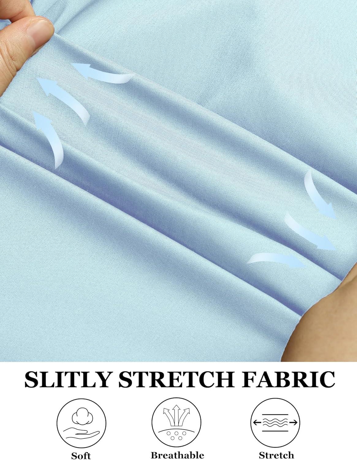 imageCOOFANDY Muscle Fit Dress Shirts for Men Banded Collar Casual Button Down ShirtsLight Blue