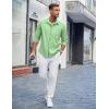 imageCOOFANDY Mens Casual Button Down Shirts Long Sleeve Untucked Shirts Regular Fit Linen ShirtGreen