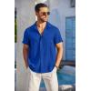 imageCOOFANDY Mens Casual Button Down Shirts Short Sleeve Textured Summer Beach Shirt with PocketRoyal Blue