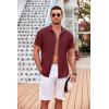imageCOOFANDY Mens Casual Button Down Shirts Short Sleeve Textured Summer Beach Shirt with PocketWine Red