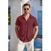 imageCOOFANDY Mens Casual Button Down Shirts Short Sleeve Textured Summer Beach Shirt with PocketWine Red