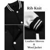 imageCOOFANDY Mens Fashion Varsity Jacket Causal Slim Fit Cotton Letterman Baseball Bomber JacketsBlackwhite Sleeve