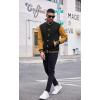 imageCOOFANDY Mens Fashion Varsity Jacket Causal Slim Fit Cotton Letterman Baseball Bomber JacketsBlackyellow
