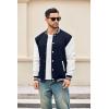 imageCOOFANDY Mens Fashion Varsity Jacket Causal Slim Fit Cotton Letterman Baseball Bomber JacketsNavywhite Sleeve