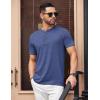 imageCOOFANDY Mens Henley Shirts Short Sleeve Casual Basic Tee Summer Button Henley Soild T ShirtsDeep Blue