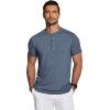 imageCOOFANDY Mens Henley Shirts Short Sleeve Casual Basic Tee Summer Button Henley Soild T ShirtsNavy Blue