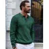 imageCOOFANDY Mens Knit Polo Shirts Long Sleeve Casual Polo Sweaters Shirt Waffle Textured Collared SweaterGreen