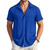 imageCOOFANDY Mens Casual Button Down Shirts Short Sleeve Textured Summer Beach Shirt with PocketRoyal Blue