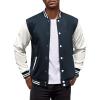 imageCOOFANDY Mens Fashion Varsity Jacket Causal Slim Fit Cotton Letterman Baseball Bomber JacketsNavywhite Sleeve