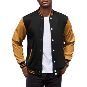 imageCOOFANDY Mens Fashion Varsity Jacket Causal Slim Fit Cotton Letterman Baseball Bomber JacketsBlackyellow
