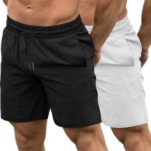 imageCOOFANDY Mens Gym ShortsBlackno LiningWhite2 in 1