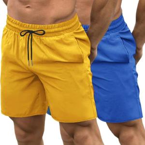 imageCOOFANDY Mens Gym ShortsRoyal BlueYellow