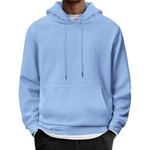 imageCOOFANDY Mens Hoodie Long Sleeve Casual Pullover Hooded Sweatshirt Fashion Drawstring Hoodies with PocketLight Blue