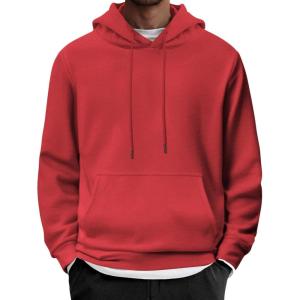 imageCOOFANDY Mens Hoodie Long Sleeve Casual Pullover Hooded Sweatshirt Fashion Drawstring Hoodies with PocketRed