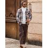 imageCOOFANDY Mens Flannel Shirts Casual Button Down Plaid Shirt Jacket Long Sleeve Fleece Shacket with PocketsCoffee